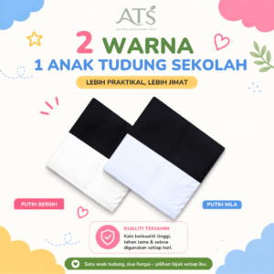 Anak Tudung Sekolah 2 Tone ATS (Hitam Putih)