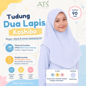 ATS Tudung Sekolah Dua Lapis Koshibo Selesa Sepanjang Hari