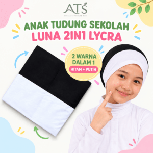 Anak Tudung Sekolah 2 Tone ATS (Hitam Putih)