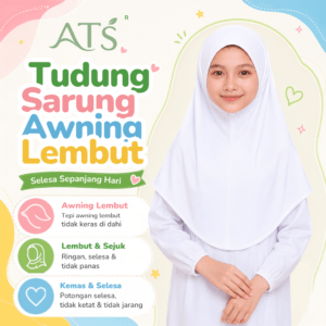 Tudung Sekolah Awning Lembut Size SS, S, M, Jaminan 90 Hari